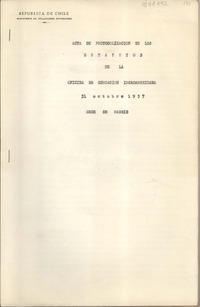 Acta de protocolización de los estatutos de la Oficina de Educación Iberoamericana.
