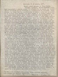 [Carta] 1977 agosto 17, Santiago, Chile [a] Marqués de Villa Rocha