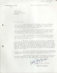 [Carta] 1957 julio 1, Roma, Italia [a] Juan Mujica de la Fuente