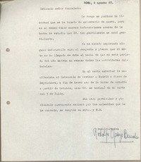 [Carta] 1957 agosto 2, Roma, Italia [a] Juan Mujica de la Fuente