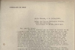[Carta] 1946 julio 6, Bahía Blanca, Argentina [a] Carlos Errázuriz Ovalle