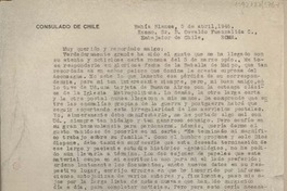 [Carta] 1946 abril 5, Bahía Blanca, Argentina [a] Osvaldo Fuenzalida C., Roma, Italia
