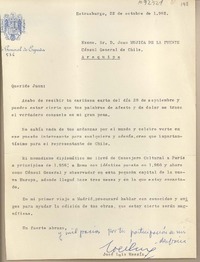 [Carta] 1962 octubre 22, Estrasburgo, Francia [a] Juan Mujica, Arequipa, Perú