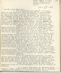 [Carta] 1963 septiembre 30, Arequipa, Perú [a] Sergio Huneeus Lavín, Quito, Ecuador