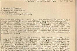 [Carta] 1960 octubre 30, Arequipa, Perú [a] Gabriel Guarda, Santiago, Chile