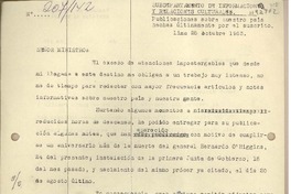 [Oficio Consular N°207142] 1963 octubre 25, Lima, Perú [al] Ministro de Relaciones Exteriores, Santiago, Chile