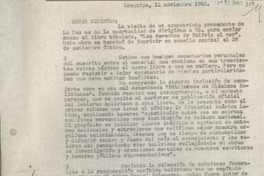 [Oficio Consular] 1962 noviembre 14, Arequipa, Perú [al] Ministro de Relaciones Exteriores, Santiago, Chile