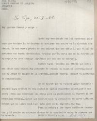 [Carta] 1962 mayo 30, Santiago, Chile [a] Juan Mujica, Arequipa, Perú