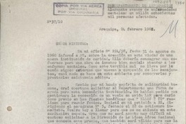 [Oficio Consular N°3710] 1962 febrero 24, Arequipa, Perú [al] Ministro de Relaciones Exteriores, Santiago, Chile