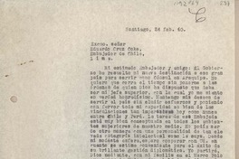 [Carta] 1960 febrero 24, Santiago, Chile [a] Eduardo Cruz-Coke, Lima, Perú
