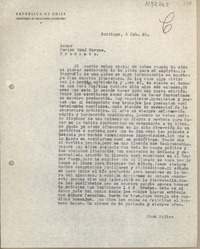 [Carta] 1960 febrero 5, Santiago, Chile [a] Carlos René Correa