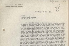 [Carta] 1960 febrero 5, Santiago, Chile [a] Carlos René Correa