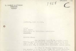 [Carta] 1958 mayo, Santiago, Chile [a] Juan Mujica