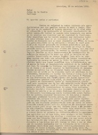 [Carta] 1960 octubre 30, Arequipa, Perú [a] Jorge de la Cuadra, Santiago, Chile