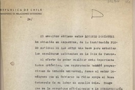 [Carta] 1959 noviembre 10, Santiago, Chile [al] Ministro de Relaciones Exteriores