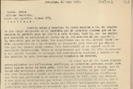 [Carta] 1961 mayo 20, Arequipa, Perú [a] Alfonso Escudero, Santiago, Chile