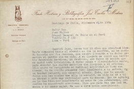 [Carta] 1964 diciembre 12, Santiago, Chile [a] Juan Mujica, Lima, Perú