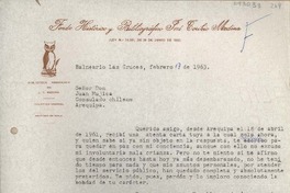 [Carta] 1963 febrero, Las Cruces, Chile [a] Juan Mujica, Arequipa, Perú