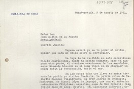 [Carta] 1961 agosto 3, Fuenterrabía, España [a] Juan Mujica, Arequipa, Perú