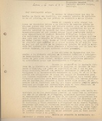 [Carta] 1963 noviembre 6, Lima, Perú [a] Humberto Aguirre Doolan, Santiago, Chile