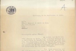 [Carta] 1963 septiembre 24, Santiago, Chile [a] Juan Mujica de la Fuente, Lima, Perú