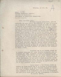 [Carta] 1962 octubre 13, Arequipa, Perú [a] Domingo Amunátegui Lecaros, Santiago, Chile