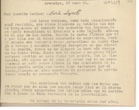 [Carta] 1961 mayo 28, Arequipa, Perú [a] Carlos Morla Lynch, [España]