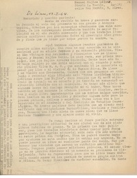 [Carta] 1964 enero 13, Lima, Perú [a] Manuel Mujica Láinez, Buenos Aires, Argentina