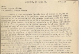 [Carta] 1962 marzo 18, Arequipa, Perú [a] Manuel Mujica Láinez, Buenos Aires, Argentina
