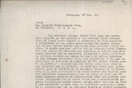 [Carta] 1962 diciembre 28, Arequipa, Perú [a] Aurelio Miró-Quesada, Lima, Perú