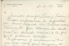 [Carta] 1960 junio 4 y 5, Barcelona, España [a] Juan Mujica, Arequipa, Perú