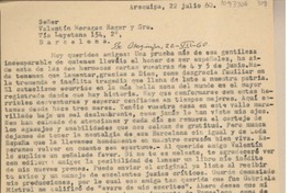 [Carta] 1960 julio 22, Arequipa, Perú [a] Valentín Moragas Roger, Barcelona, España