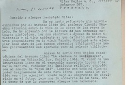 [Carta] 1964 enero 31, Lima, Perú [a] Elías Mujica A. C.