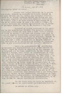[Carta] 1964 enero 28, Lima, Perú [a] Fernando Orrego Puelma, Santiago, Chile