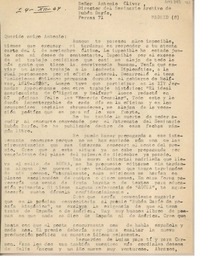 [Carta] 1964 diciembre 24, Lima, Perú [a] Antonio Oliver, Madrid, España