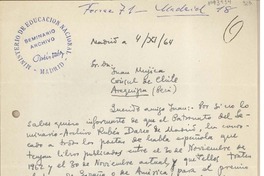 [Carta] 1964 noviembre 4, Madrid, España [a] Juan Mujica, Lima, Perú