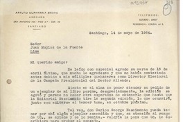 [Carta] 1964 mayo 14, Santiago, Chile [a] Juan Mujica, Lima, Perú