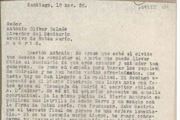 [Carta] 1958 noviembre 18, Santiago, Chile [a] Antonio Oliver Bélmas, Madrid, España