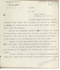[Carta] 1958 mayo 26, Madrid, España [a] Juan Mujica, Santiago, Chile