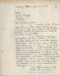 [Carta] 1963 febrero 26, Santiago, Chile [a] Juan Mujica, Arequipa, Perú