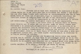 [Carta] 1961 julio 30, Santiago, Chile [a] Juan Mujica, Arequipa, Perú