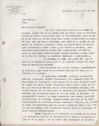 [Carta] 1964 abril 15, Santiago, Chile [a] Juan Mujica, Lima, Perú