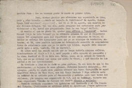 [Carta] [1963], Santiago, Chile [a] Juan Mujica, Lima, Perú