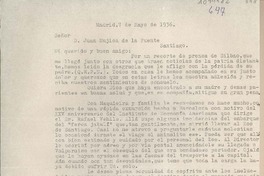 [Carta] 1936 mayo 7, Madrid, España [a] Juan Mujica, Santiago, Chile