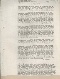 [Carta] 1969 febrero 11, Santiago, Chile [a] Alberto Rosas Siles, Lima, Perú