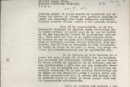[Carta] 1969 febrero 11, Santiago, Chile [a] Alberto Rosas Siles, Lima, Perú