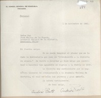 [Carta] 1943 noviembre 1, Trinidad, [a] Juan Mujica, Santiago, Chile