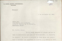 [Carta] 1943 noviembre 1, Trinidad, [a] Juan Mujica, Santiago, Chile