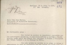 [Carta] 1938 junio 25, Santiago, Chile [a] Juan Mujica