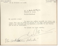 [Carta] 1951 febrero 24, Madrid, España [a] Juan Mujica, Cónsul de Chile, Bilbao, España
